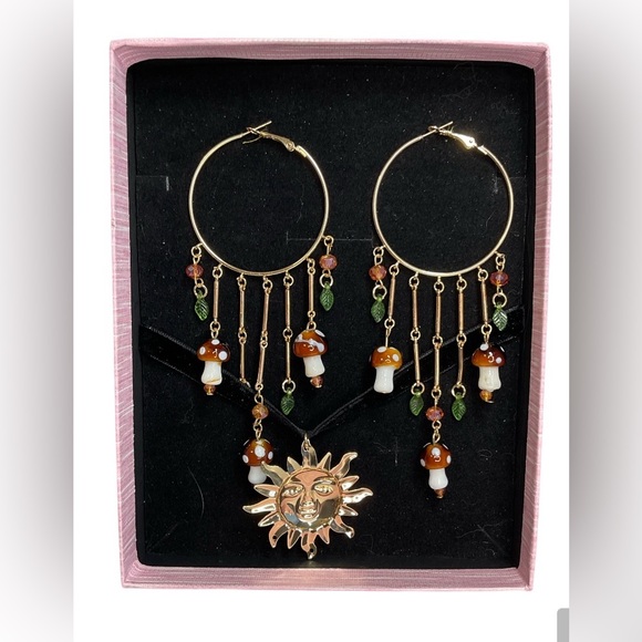 3pcs Earrings Plus Necklace Cute Jewelry Set Mushroom. - Picture 2 of 5